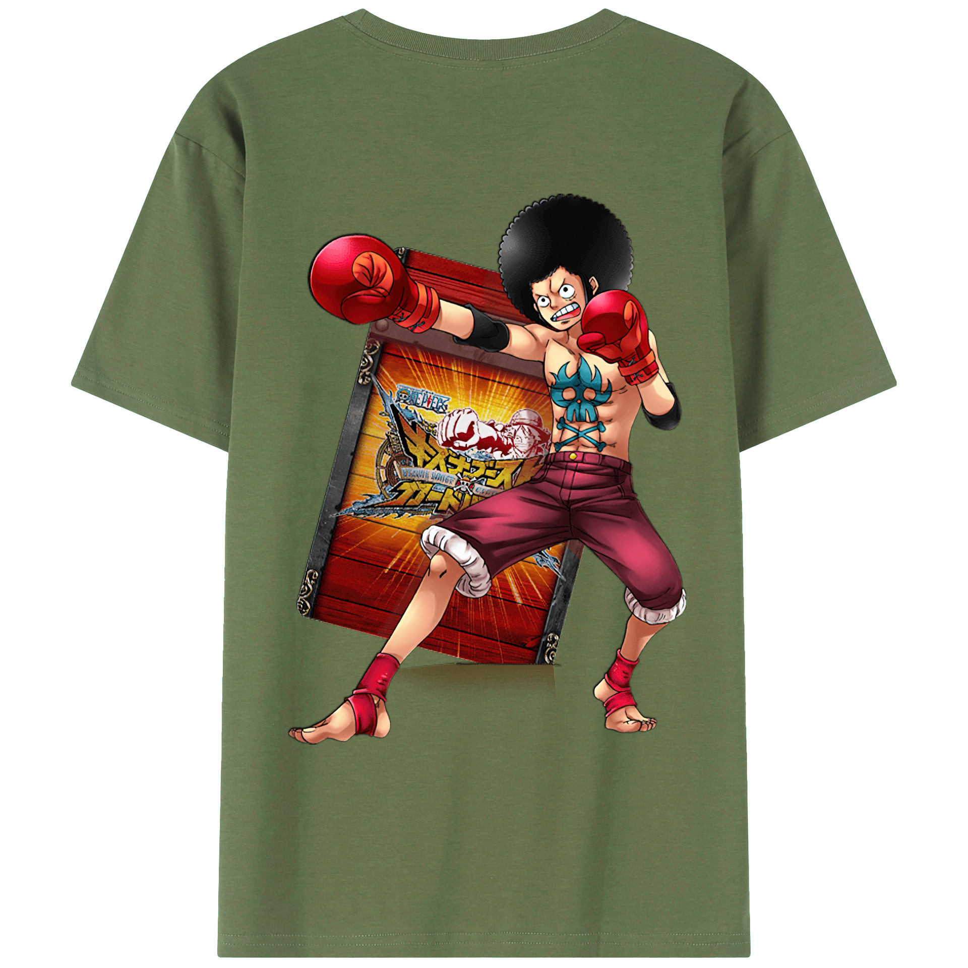 ワンピース モンキー・D・ルフィ ONE PIECE Monkey D. Luffy 綿100％ メンズ半袖Tシャツ（バックプリント） 通気性